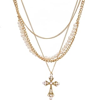 Stainless Steel Silver Cross Choker Necklace with Durable Cable Chain - Versatile Layered Design - Perfect Gift for Women