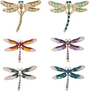 6 Pieces Dragonfly Butterfly and Bee Insect Animal Lapel Brooch Pin Set for Daily Decoration