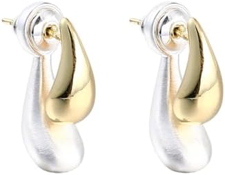 Two-Tone Teardrop Earrings For Women Lightweight Drop Earrings Front-to-back 2 in 1 Hypoallergenic Earrings Fashion Jewelry Chunky Hoop Earring Dangle Water Drop