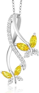 Gem Stone King 925 Sterling Silver Yellow Marquise Cut Zirconia Butterfly Infinity Women Pendant Necklace (1.18 Cttw, with 18 Inch Chain)