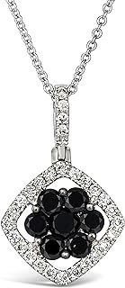 LeVian 14K White Gold 3/4 Cttw White & Black Diamond Cluster with Halo 18" Pendant Necklace (Fancy Black & H-I Color, SI2-I1 Clarity)