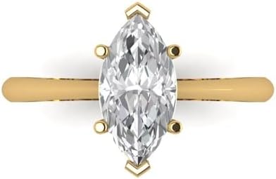 Marquise Cut Moissanite Cat Engagement Ring in 14K Yellow Gold for Her – Clara Pucci Design
