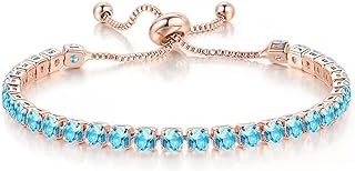 kepvrio Cubic Zirconia Tennis Bracelet for Women,4MM Rhinestone Charm Tennis Bracelet Colorful Cubic Zirconia Tennis Bracelet Jewelry Gift for Girls