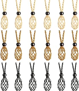 18 PCS Crystal Cage Necklace Holder Necklace Cord Empty Stone Holder Replacement Hand-Woven Necklace Cord with Adjustable Length