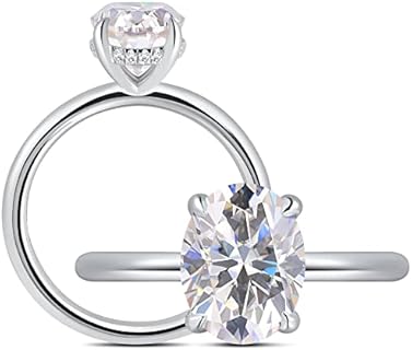 1.5-3ct Oval Moissanite Engagement Ring 18K White Gold Plated Solid Silver D-Color VVS1 Solitaire Ring Promise Ring