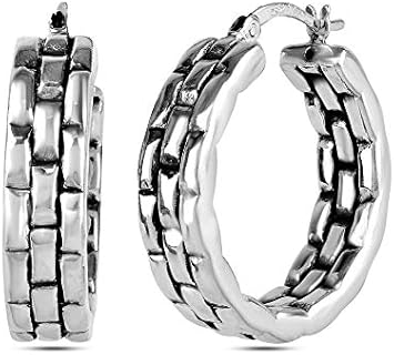 LeCalla Sterling Silver Jewelry Light-Weight Antique Hoop Earrings for Women