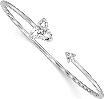 Unique Clasp Lab Grown Diamond Bangle, 14k White Gold Celtic Knot Design, Stackable Bracelet Gift for Women