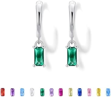 Seraphina Birthstone Hoop Earrings for Women S925 Sterling Silver Post Lightweight Drop/Dangle Huggie Earrings for Women Trendy Small Hoop Earrings for Girls Birthday Gift