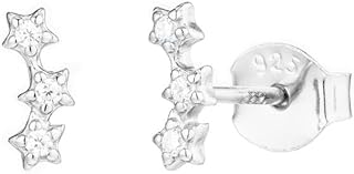 CAITLYNMINIMALIST 18K Gold Sterling Silver Dainty Mini Ear Crawler CZ Diamond Opal Stud Earrings for Her