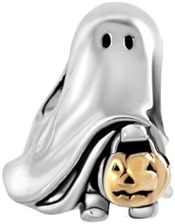 Copper Halloween Charm Bracelet with Spooky Ghost Design, Compatible for Pandora Bracelets