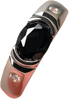 Solid 925 Sterling Silver & Natural Black Spinel 8x6mm Oval Shape Fine Step Cut August Birthstone Engagement Ring for Men & Women. (Choose Your Size) |LW_GSR_0467
