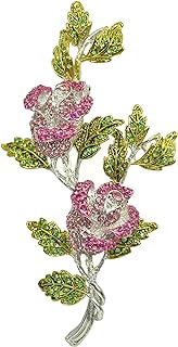 Pin Clasp Austrian Crystal Rose Brooch, Lightweight Alloy & Sparkling Rhinestones for Women, Elegant Flower Design