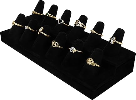 BELLE VOUS Porte Bijoux Bague en Velours Noir, Robuste et Antidérapant, Format Compact 8,7x21x6cm - Idéal pour Hommes et Femmes, Décoration de Chambre ou Vitrine de Bijouterie