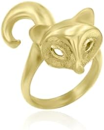 Gold-Plated Handcrafted Fox Engagement Ring, Brass Metal Animal Design, Women's Minimalist Band-No Gemstone, Unique Gift-RW50