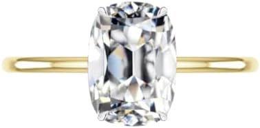 2.5 CT Antique Elongated Cushion Old Mine Cut Moissanite Diamond Handmade Engagement Ring Sterling Silver Solitaire Bridal Wedding Rings for Women, Anniversary Ring Gifts, White