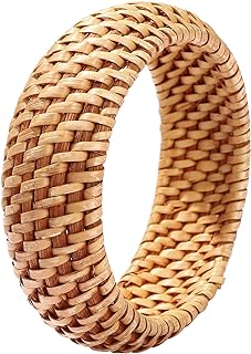 Rattan Bracelet For Women Girls Handmade Lightweight Straw Wicker Braid Woven Bangle Bracelet Summer Statement Chunky Bracelet (Fine B)