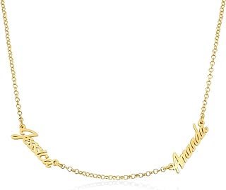 Oak&Luna Personalized Sterling Silver Love Pendant with Multiple Names, Lobster Clasp, Rolo Chain - No Gemstone, Customizable Design