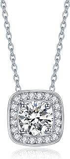 IMOLOVE Moissanite Solitaire Pendant Necklaces for Women Sterling Silver with 18K White Gold Plated 1 Carat D Color VVS1 Clarity Mossanite Jewelry for Girls