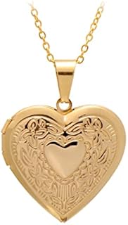 Paialco Stainless Steel Heart Shaped Locket Pendant Necklace for Women