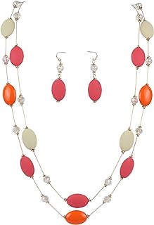 Firstmeet 2 Layer Statement red and black Beads Long Necklace