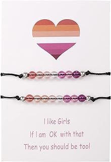 "Choistily Pride Bead Bracelet with Rope, Cord, Chain, for Women or Couples, Symbolic Rainbow Design, Adjustable Alloy Metal Gift".