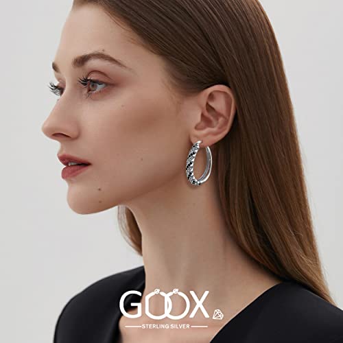 Silver Hoop Earrings, 925 Sterling Silver Hoop Earrings for Women White Gold Plated Hypoallergenic Cubic Zirconia Big Hoop Earrings Jewelry Gift