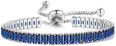 Harlorki Unique Design Adjustable Titanium Steel Cubic Zirconia Rhinestone Charm Tennis Bracelet Shiny Crystal Sparkling Wrist Bangle Cuff Costume Fashion Jewelry