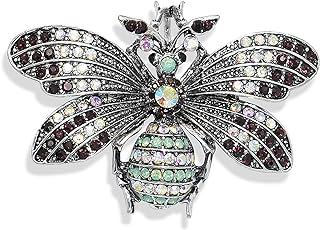 Gleamart Rhinestone Bee Brooch Vintage Fly Insect Corsage Crystal Moth Brooch Pin