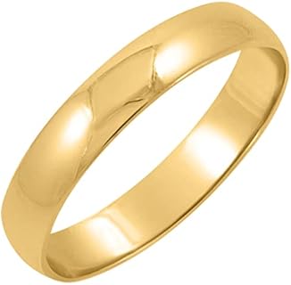 Classic 10K Yellow Gold 4mm Wedding Band Ring for Men and Women, High Polished Design, Available Sizes from 7-14