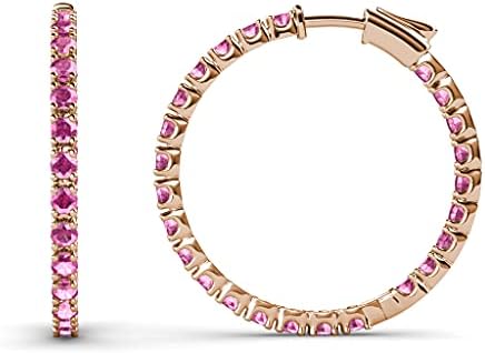 Pink Sapphire Inside-Out Hoop Earrings 0.79 ctw 14K Rose Gold