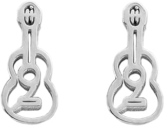 Stainless Steel Violin-Shaped Music Note Stud Earrings with Push Back, Hypoallergenic Jewelry Gift for Women and Men