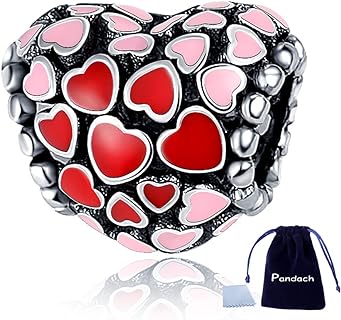 Pandach Sterling Silver Charm Bracelet with Crystal Glass Beads - 925 Silver Dangle Pendant with CZ Stones - Argentium Plated, Hypoallergenic Jewelry for Women