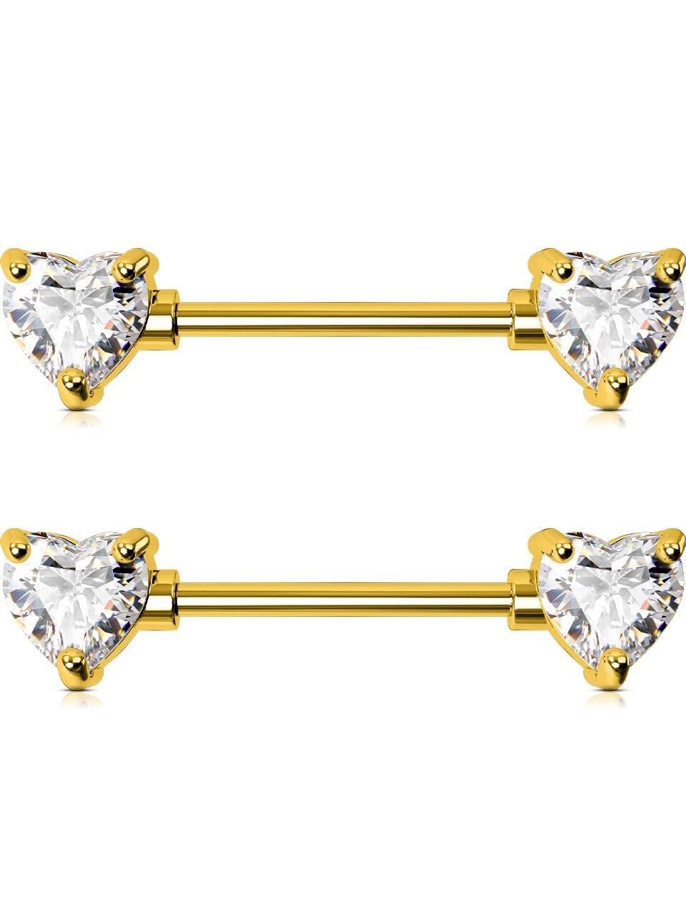 OUFER Titanium Nipple Rings, Heart Nipple Piercing Jewelry, Clear CZ Nipple Bars, Nipple Jewelry, 14G Nipple Rings for Women Sexy