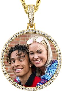 3UMeter Custom Necklace Picture Necklace Memory Pendant with Chain Personalized Photo Pendant Gifts for Him Gifts for Her 18k Gold Hip Hop Jewelry