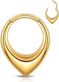 Septum Rings Hoop,16G 8mm 316L Stainless Steel Segment Nose Rings for Men, Cartilage Clicker Hoop Earrings for Rook, Daith, Tragus, Hypoallergenic for man and women