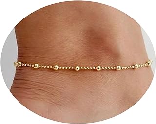 Anklet for Women 14K Gold Plated Dainty Freshwater Pearl Bead Anklets for Women Waterproof Minimalist Simple Anklets For Teen Girls Fashion Summer Jewelry Anklet For Women