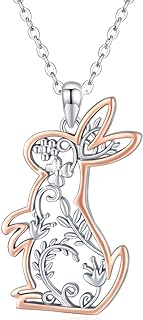 OHAYOO Women's 925 Sterling Silver Bunny Pendant Necklace with Rolo Chain – Delicate Animal-Themed Jewelry for Girls and Women