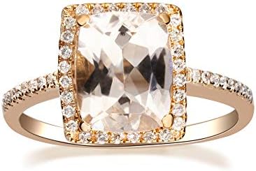 Cushion-Cut Morganite Engagement Ring in 10K Rose Gold with Diamond Accents for Women | Ethically-Sourced, Hand-Crafted Elegant Jewelry