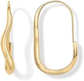 PAVOI 14K Gold Plated Sterling Silver Posts Wavy Infinity Hoops | Lightweight Twisted Earrings | Wave Thin Endless Hoop Earrings for Women