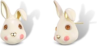 Charming Brass Bunny Stud Earrings with Push Back Design for Women and Girls