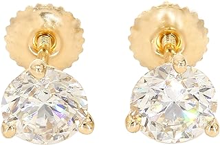 14k Yellow Gold Women's IGI Certified Lab-Created Diamond Stud Earrings with Martini Prong Design and Screw Back, VS2-SI1 Clarity - Made in the USA