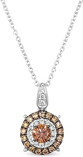 LE VIAN 1/2 Carat Chocolate Diamond Round Halo Pendant Necklace for Women in 14k White Gold (Brown/G-H, VS2-SI1, cttw) on 18 Inch Long Chain with Lobster Claw Clasp