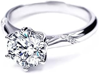 0.5 CT Round Moissanite Engagement Rings for Women 925 Silver Plated 18K White Gold Solitaire Band DEF Color VVS Clarity Moissanite Wedding band