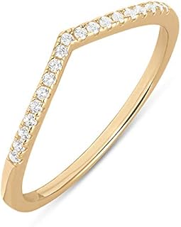Elegant Milla Chevron Wedding Ring for Women in 14K Gold Plated & 925 Sterling Silver with Sparkling Cubic Zirconia - Size 6