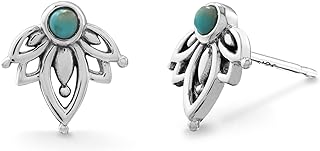 Boma Jewelry Sterling Silver Lotus Blossom Flower Stud Earrings