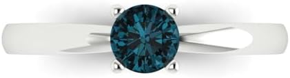 18K Rose Gold, 0.5Ct Round Cut London Blue Topaz Solitaire Engagement Ring in Size 3.5 – Ideal Wedding, Anniversary, or Birthday Gift