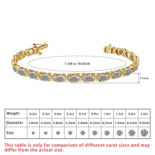 La4ve Diamonds 1/4 Carat, Sterling Silver Cross Link Round Diamond Bracelet for Women (I-J, I3) Fine Jewelry | Gift Box Included (Sterling Silver, Rose & Yellow Gold Tone)