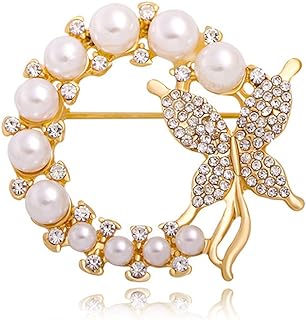 Butterfly Pearl Brooch Gold Elegant Bridal Vintage style Pins Wedding Banquet Anniversary Brooch