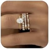 Zircon Adorned Stackable Promise Rings in Gold Alloy, Non-Tarnish & Versatile Designs for Women, Sizes: 7-10