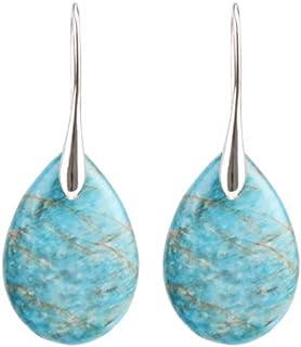 Natural Stone Teardrop Earrings Crystal Healing Birthstone Dangle Earrings